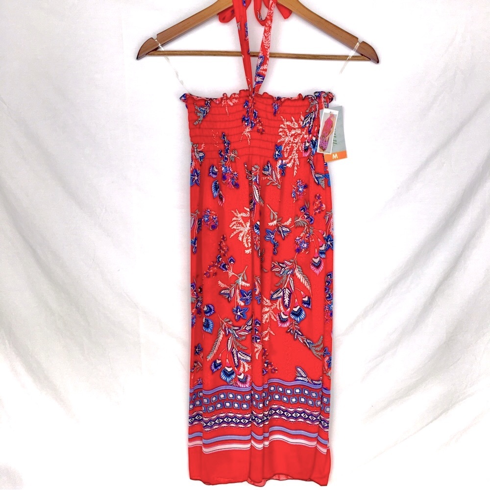 NWT Women’s Strapless Halter Top Sun Dress Red Size Medium